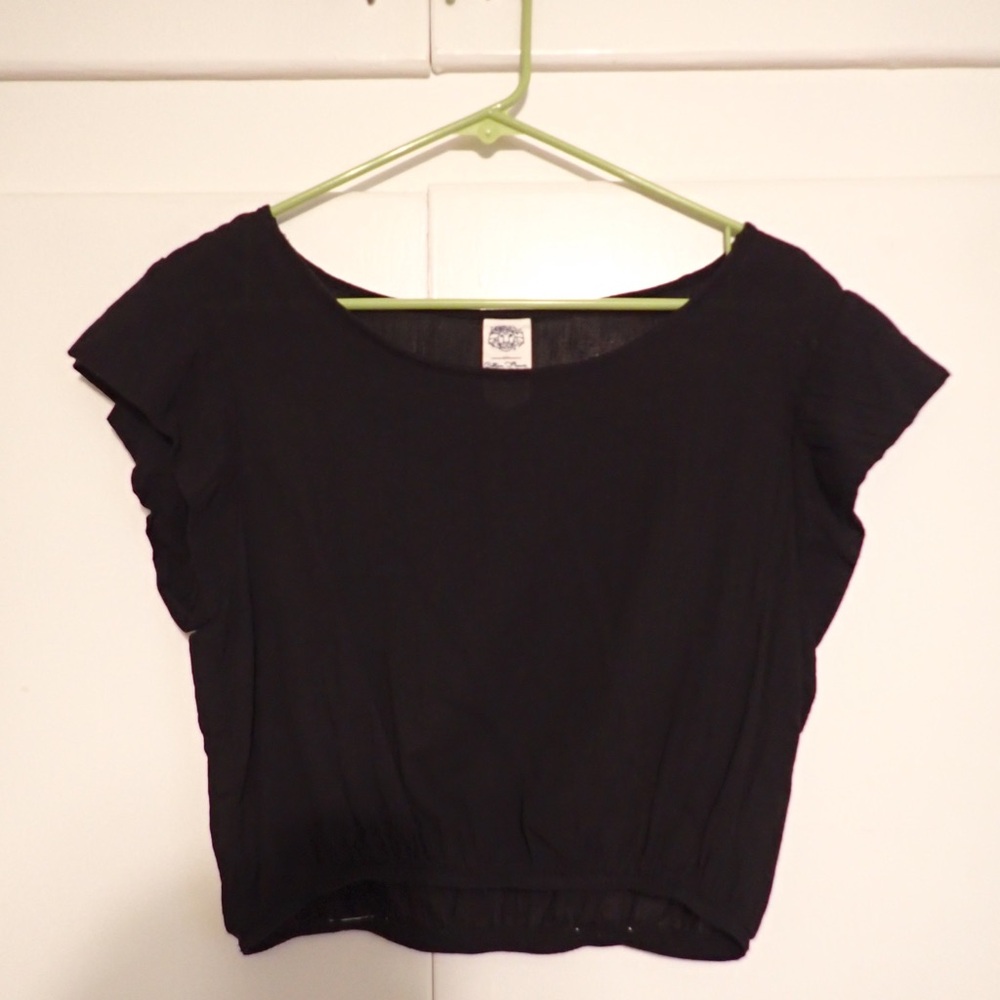 Cotton Flower Black Crop Top for Women